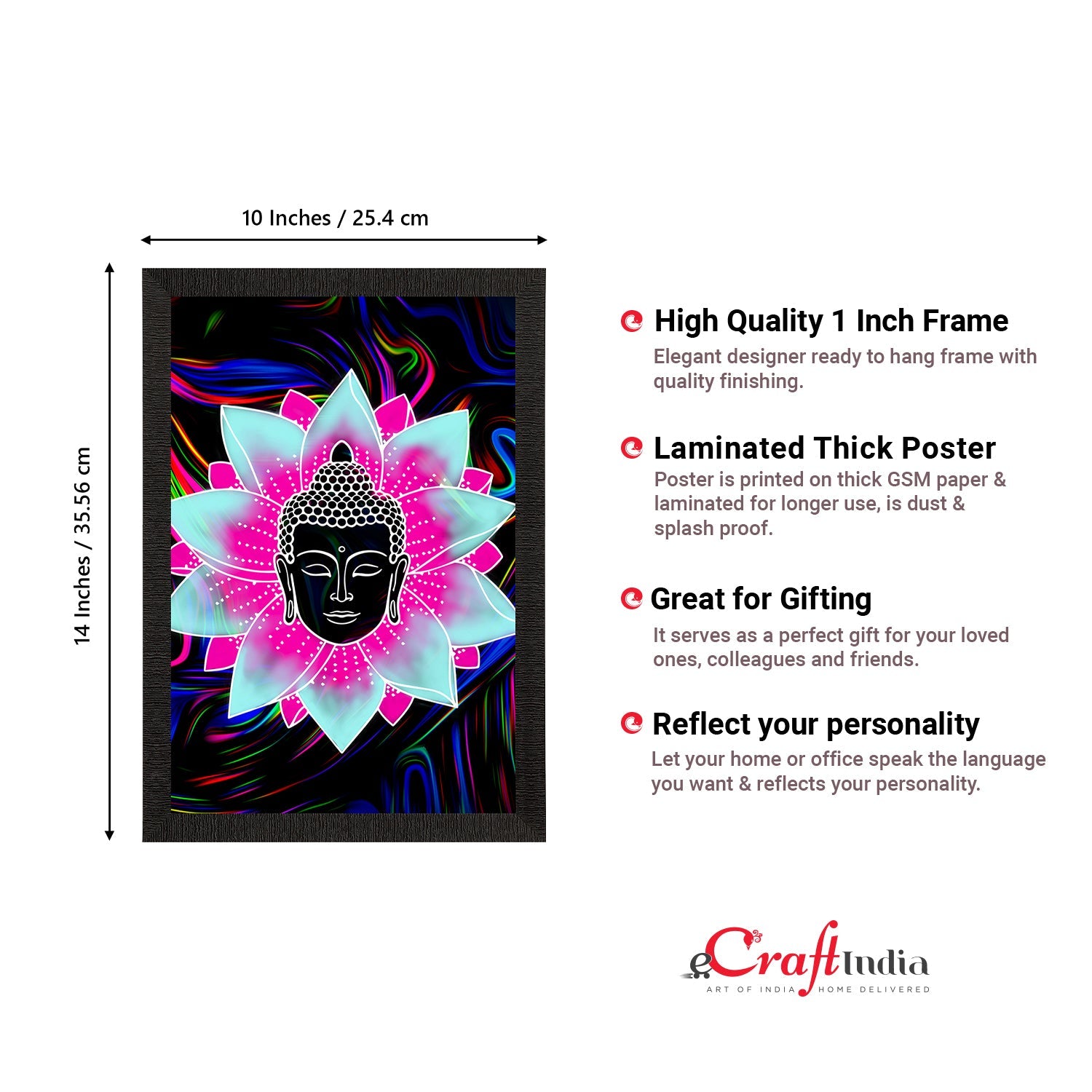 Meditating Lord Buddha Satin Matt Texture UV Art Painting Kafalo