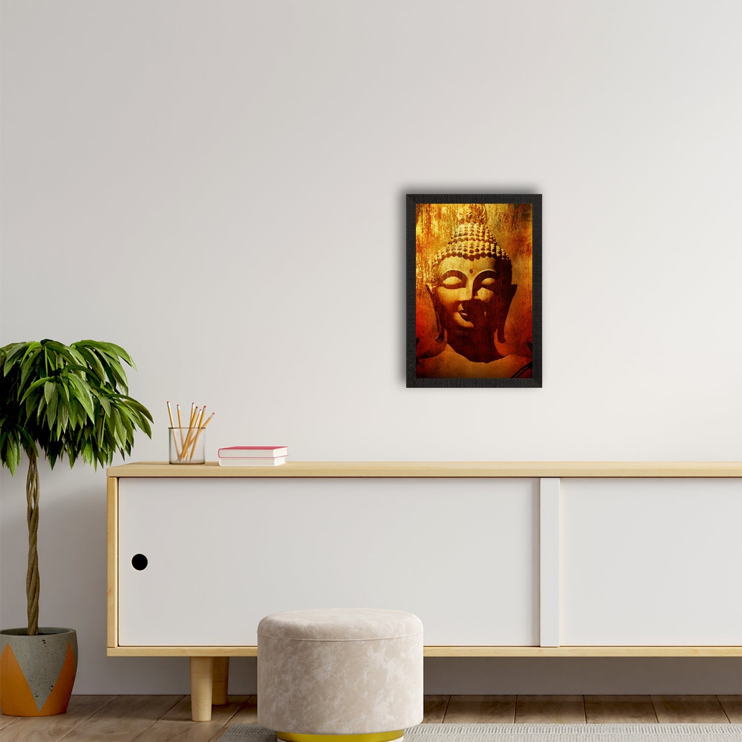 Meditating Lord Buddha Satin Matt Texture UV Art Painting Kafalo