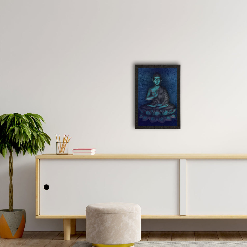 Meditating Lord Buddha Satin Matt Texture UV Art Painting Kafalo