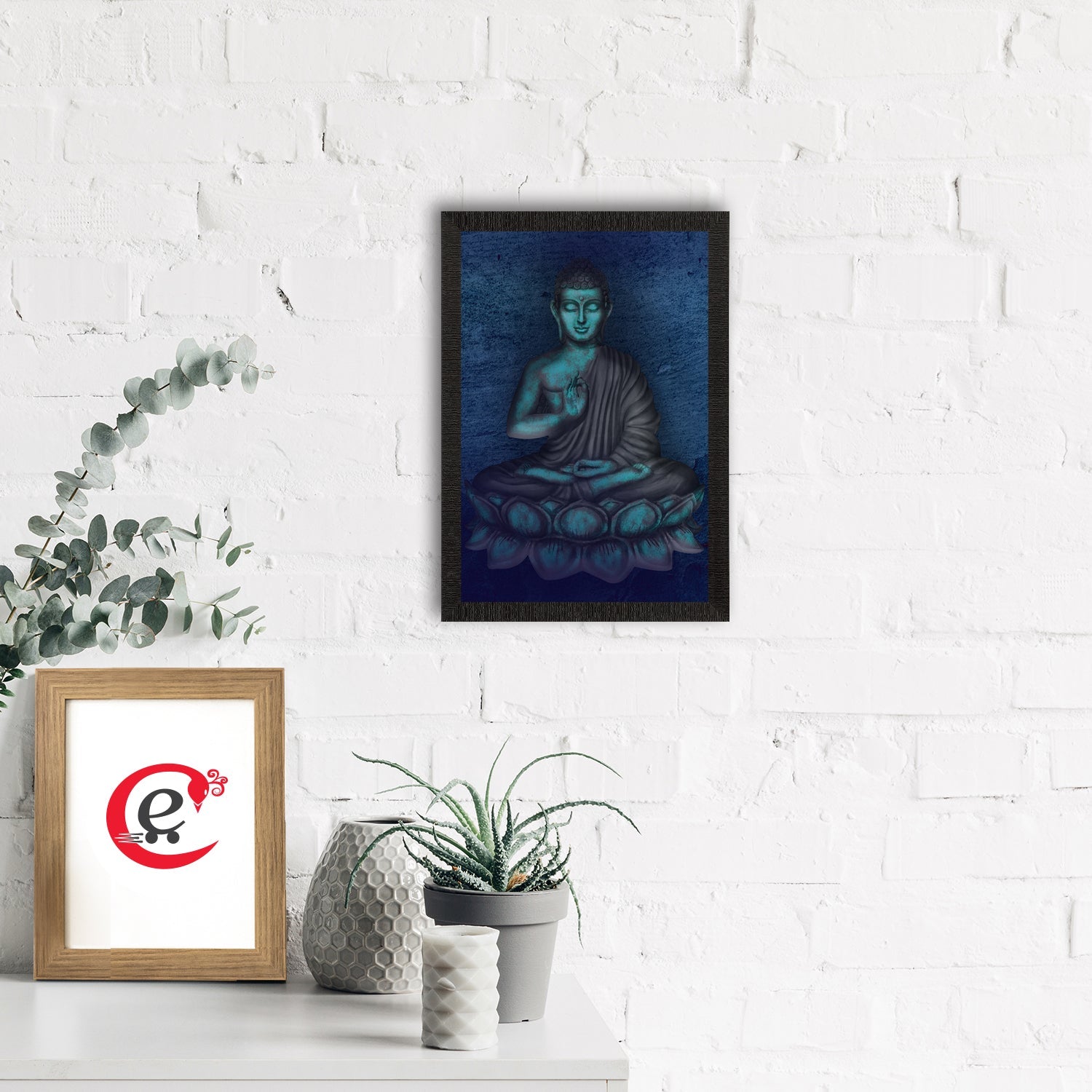 Meditating Lord Buddha Satin Matt Texture UV Art Painting Kafalo