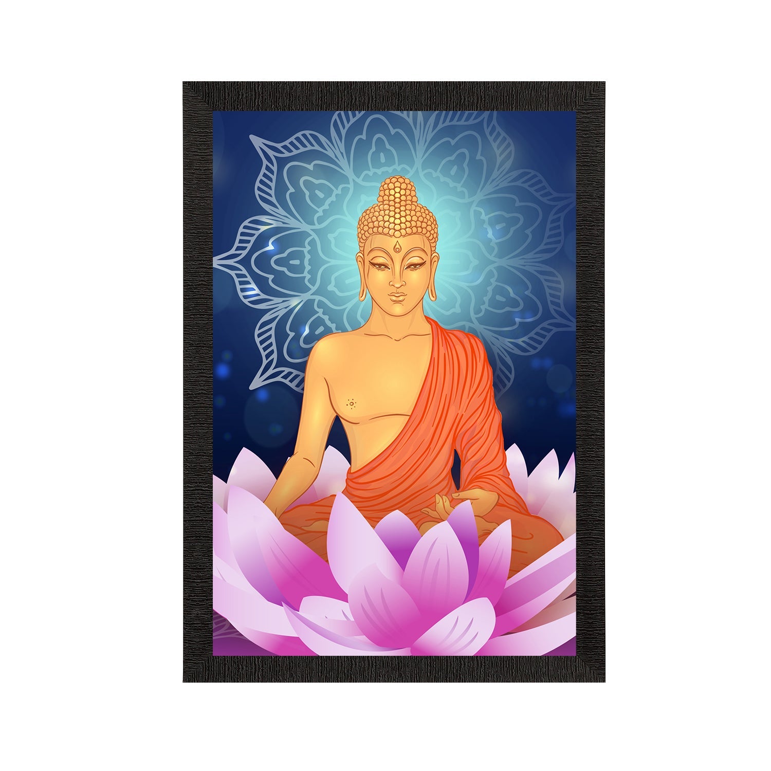 Meditating Lord Buddha Satin Matt Texture UV Art Painting Kafalo