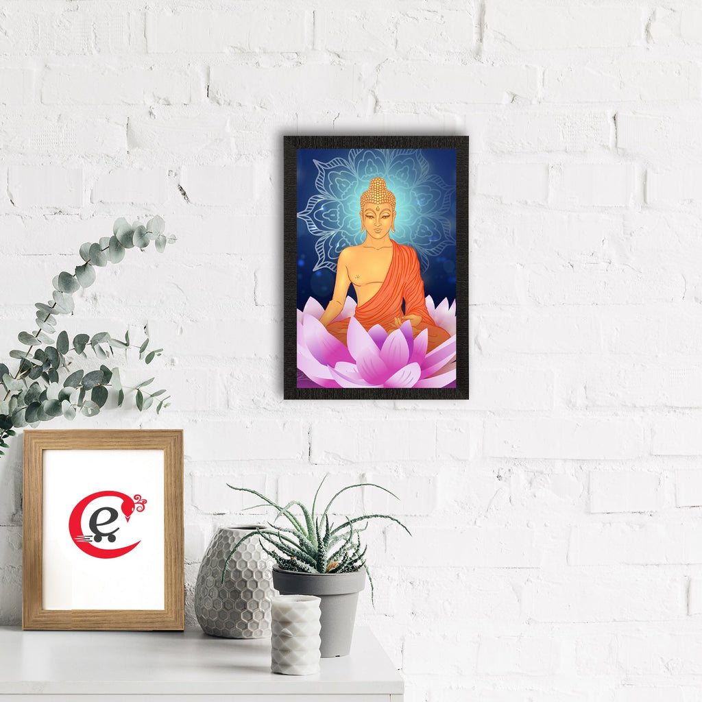 Meditating Lord Buddha Satin Matt Texture UV Art Painting Kafalo