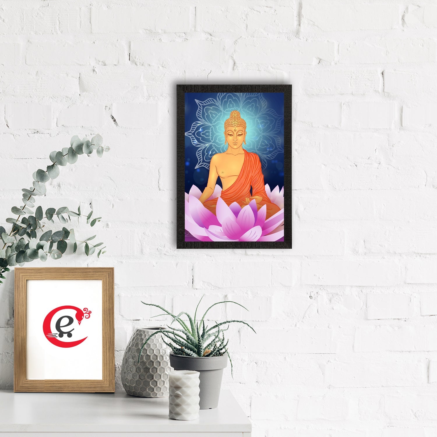 Meditating Lord Buddha Satin Matt Texture UV Art Painting Kafalo