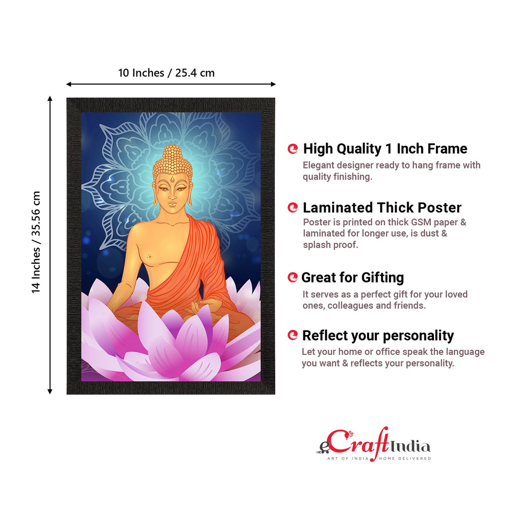 Meditating Lord Buddha Satin Matt Texture UV Art Painting Kafalo