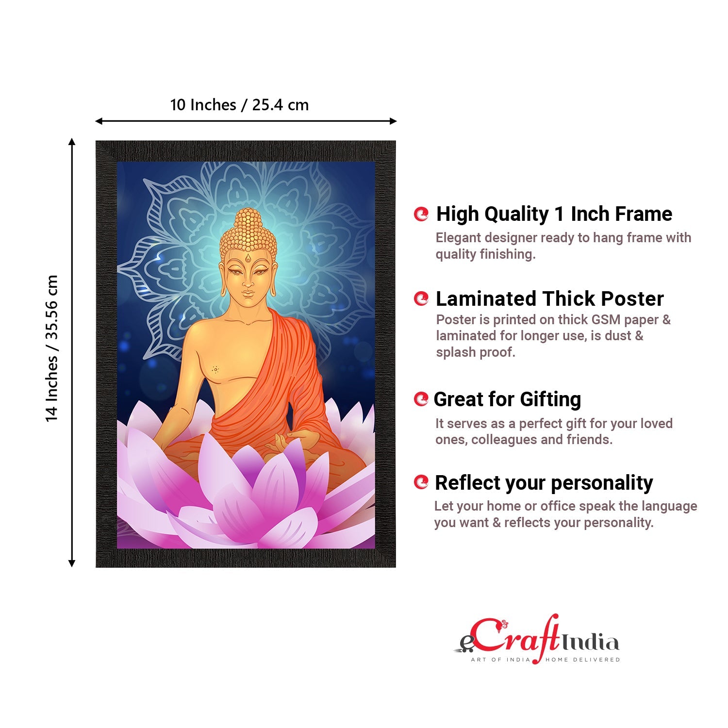 Meditating Lord Buddha Satin Matt Texture UV Art Painting Kafalo