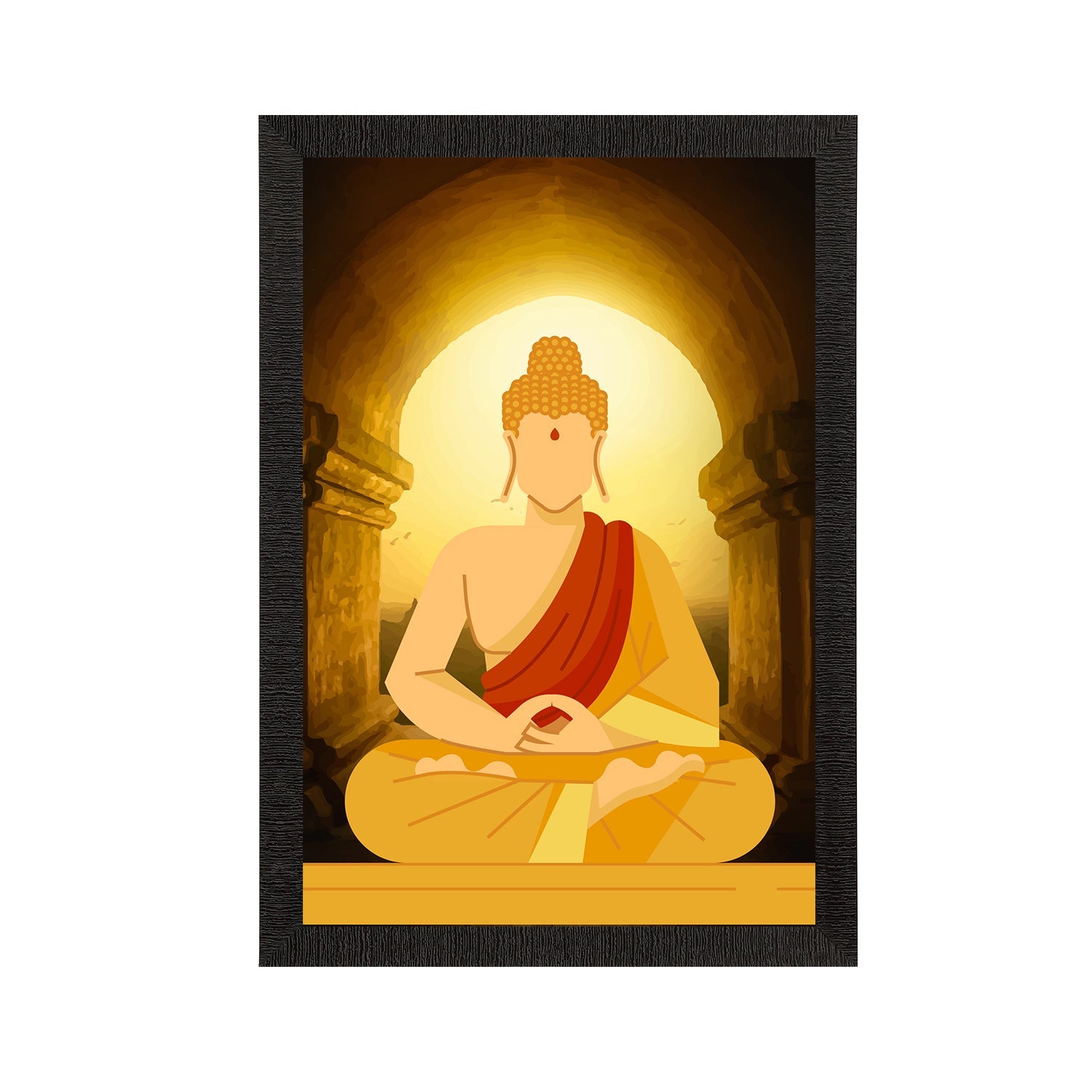 Meditating Lord Buddha Satin Matt Texture UV Art Painting Kafalo