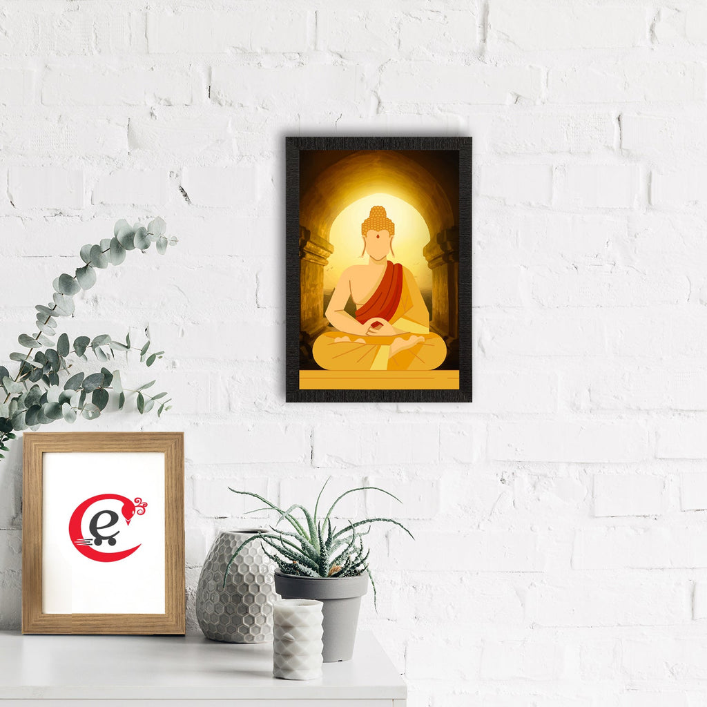 Meditating Lord Buddha Satin Matt Texture UV Art Painting Kafalo