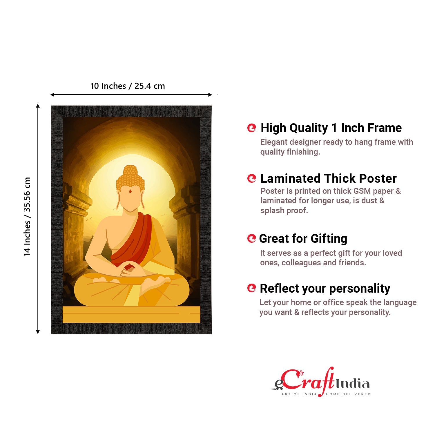 Meditating Lord Buddha Satin Matt Texture UV Art Painting Kafalo