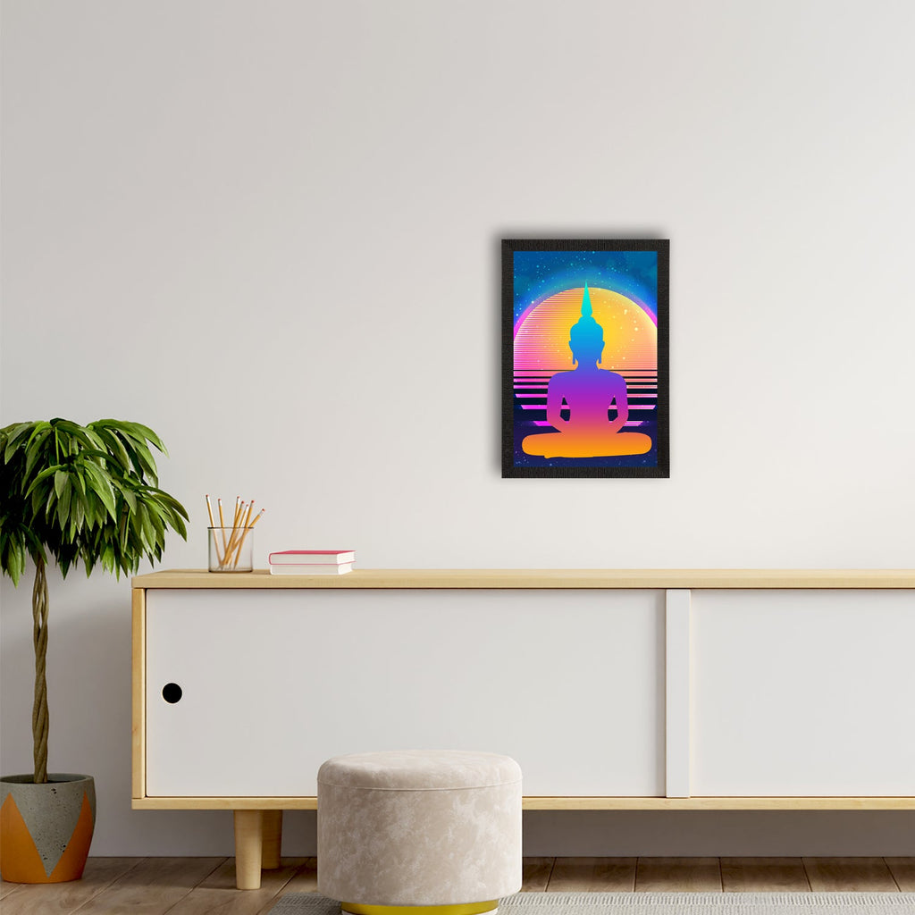 Meditating Lord Buddha Satin Matt Texture UV Art Painting Kafalo