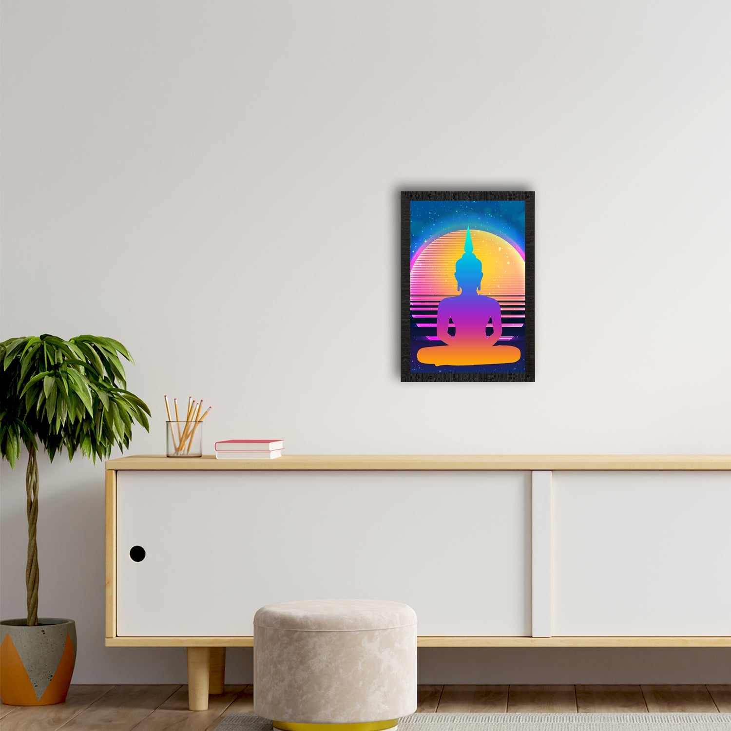 Meditating Lord Buddha Satin Matt Texture UV Art Painting Kafalo
