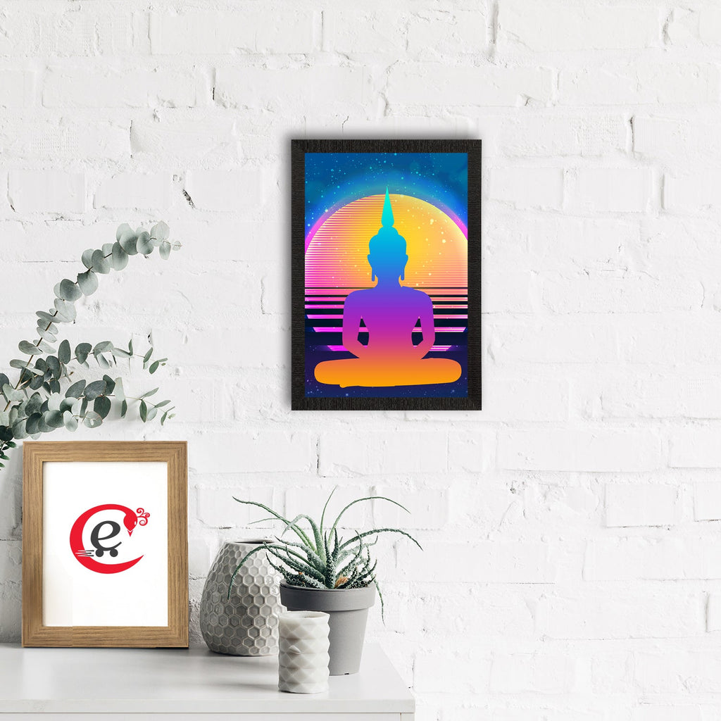 Meditating Lord Buddha Satin Matt Texture UV Art Painting Kafalo