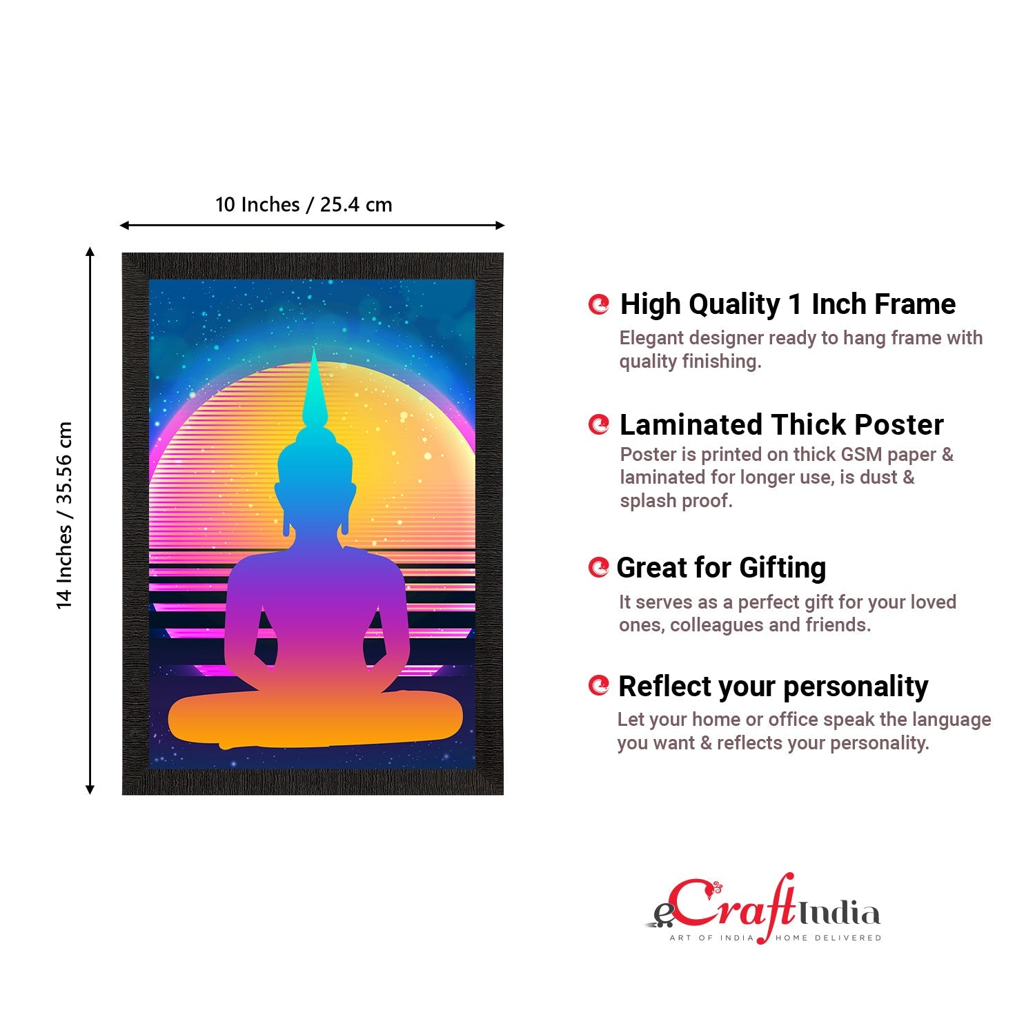 Meditating Lord Buddha Satin Matt Texture UV Art Painting Kafalo