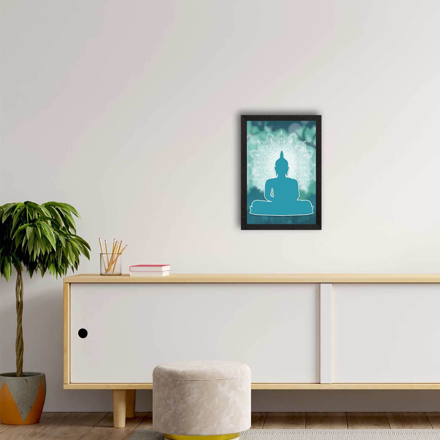 Meditating Lord Buddha Satin Matt Texture UV Art Painting Kafalo