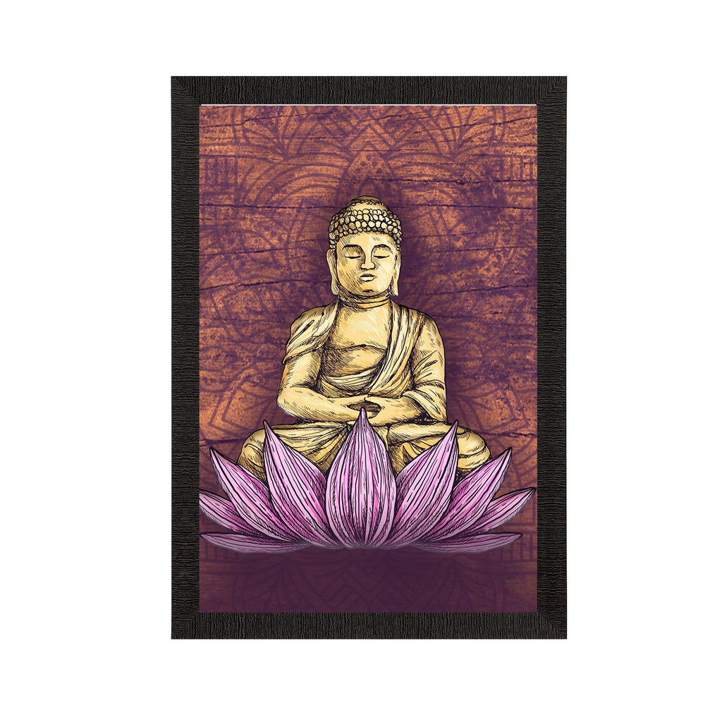 Meditating Lord Buddha Satin Matt Texture UV Art Painting Kafalo