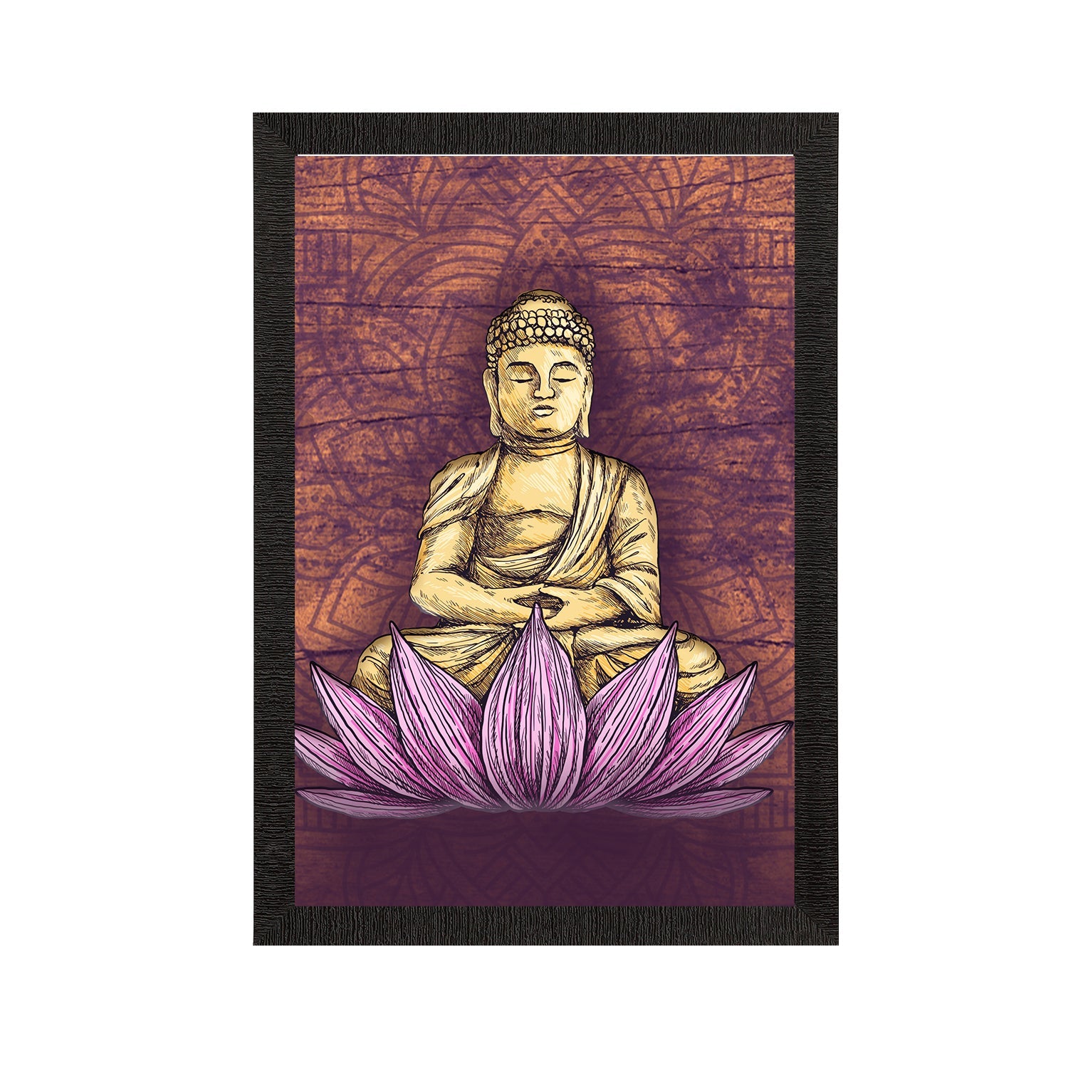 Meditating Lord Buddha Satin Matt Texture UV Art Painting Kafalo