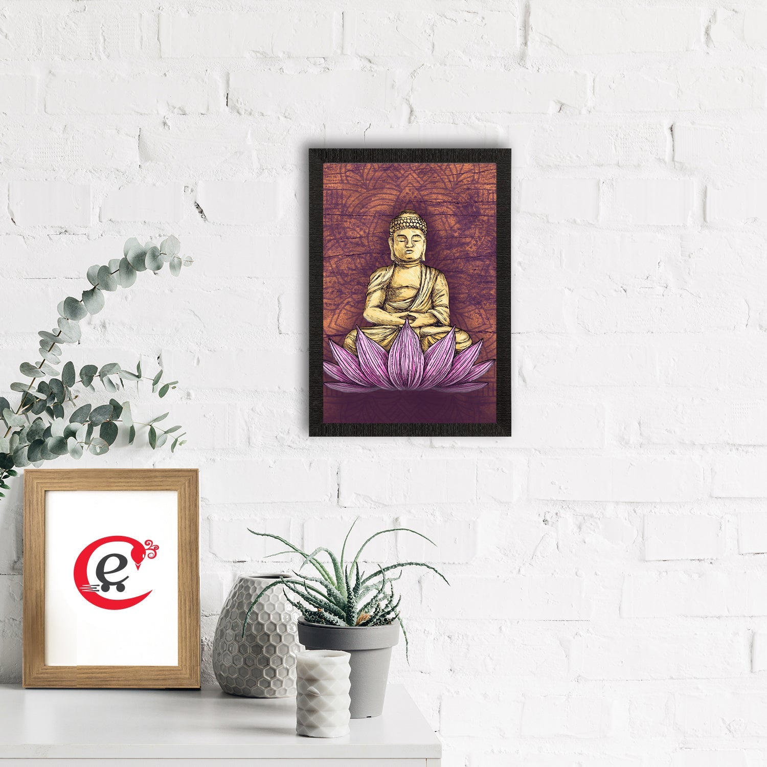 Meditating Lord Buddha Satin Matt Texture UV Art Painting Kafalo
