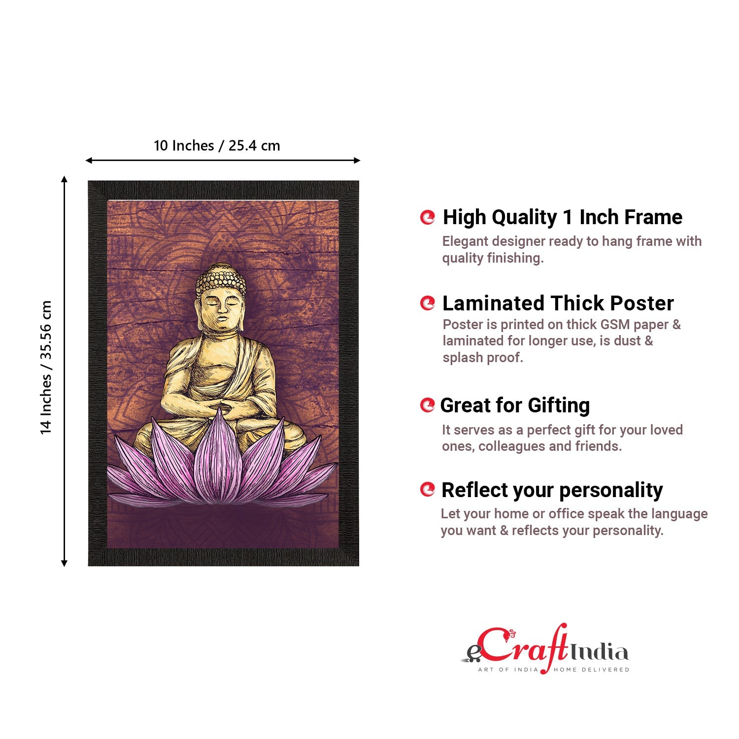 Meditating Lord Buddha Satin Matt Texture UV Art Painting Kafalo