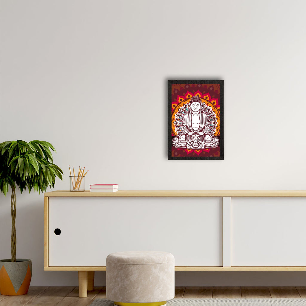 Meditating Lord Buddha Satin Matt Texture UV Art Painting Kafalo