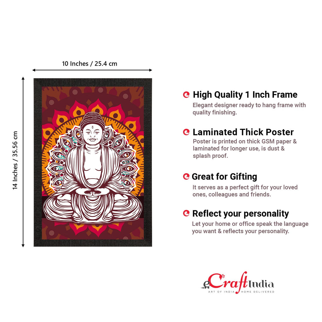 Meditating Lord Buddha Satin Matt Texture UV Art Painting Kafalo