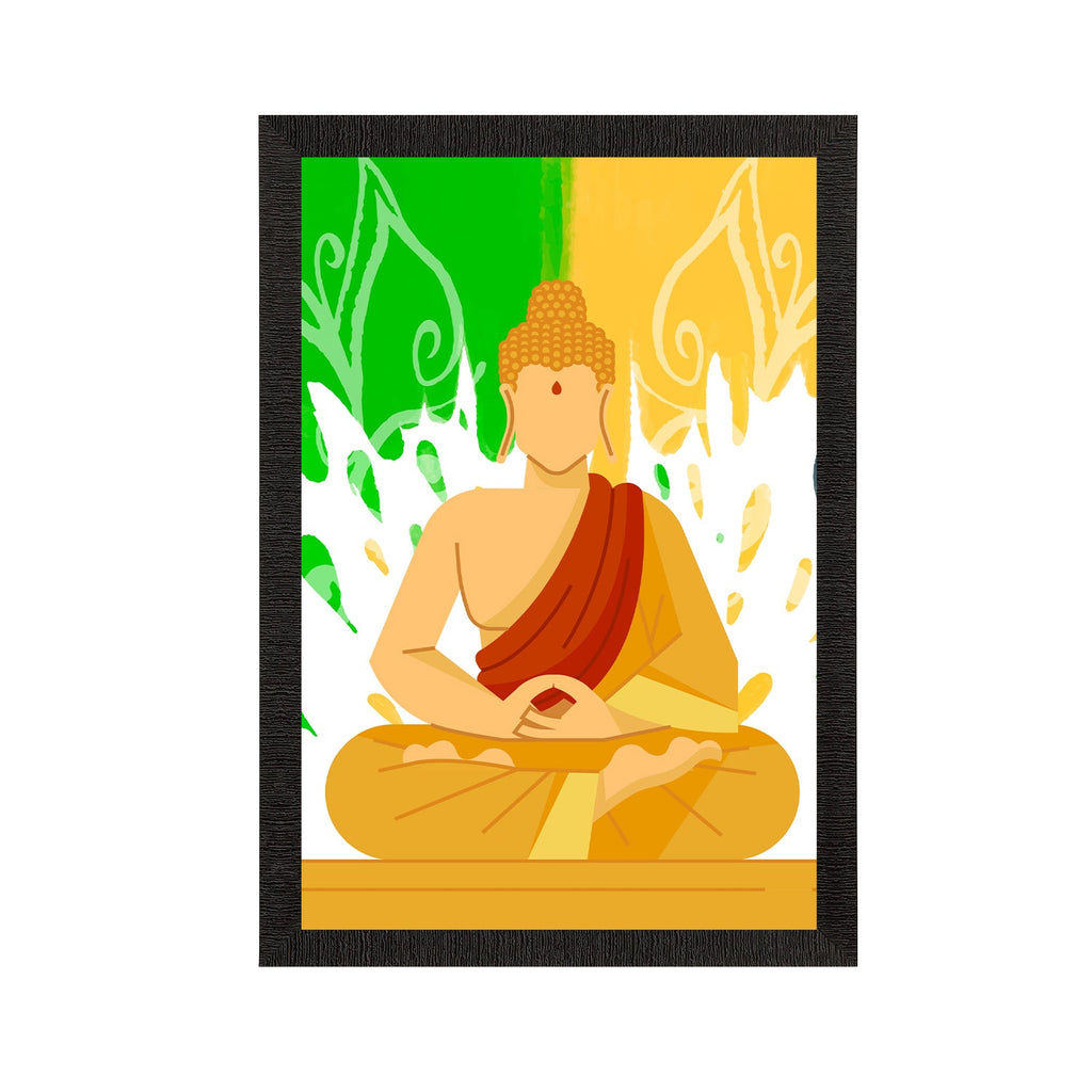 Meditating Lord Buddha Satin Matt Texture UV Art Painting Kafalo