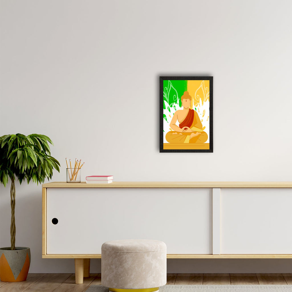 Meditating Lord Buddha Satin Matt Texture UV Art Painting Kafalo