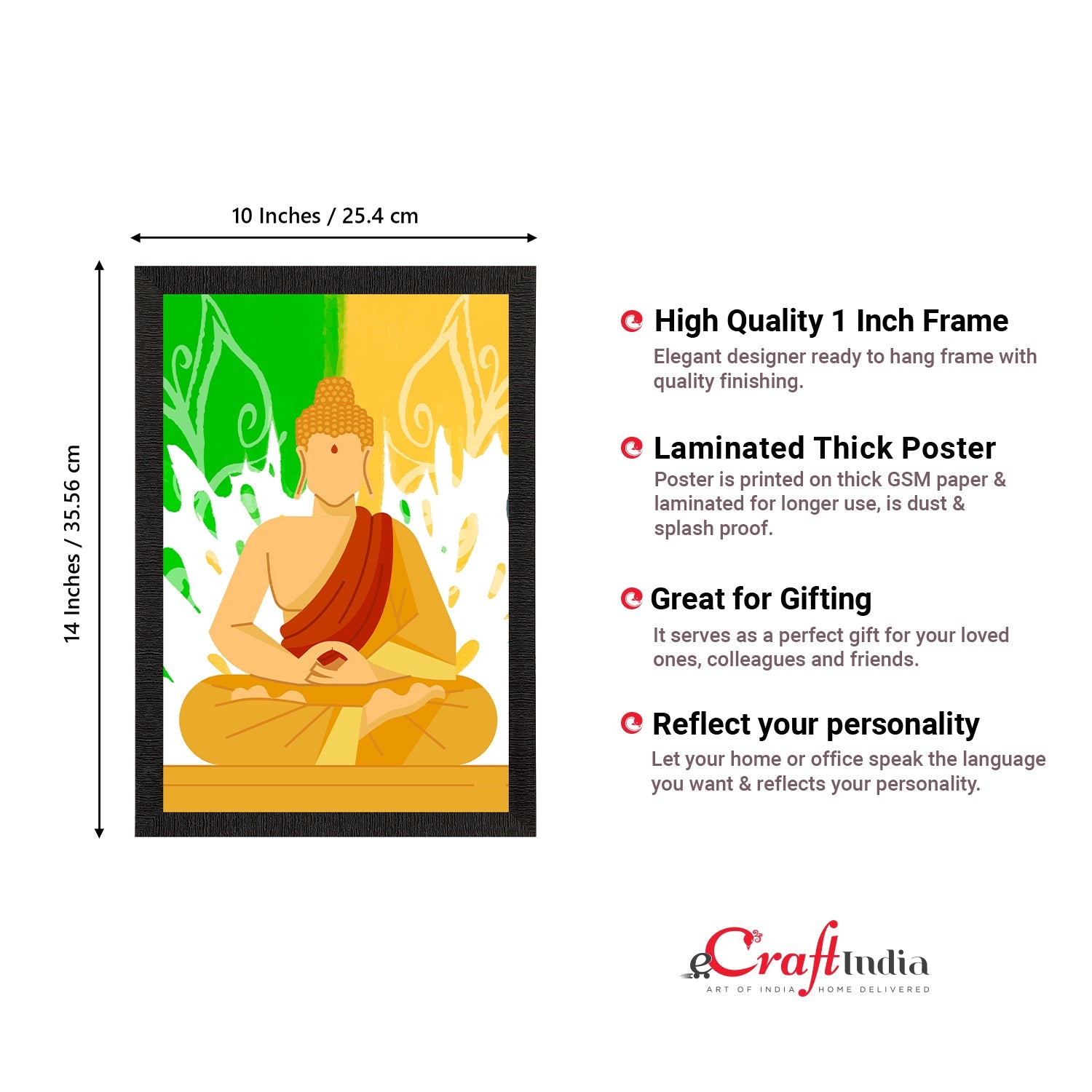 Meditating Lord Buddha Satin Matt Texture UV Art Painting Kafalo
