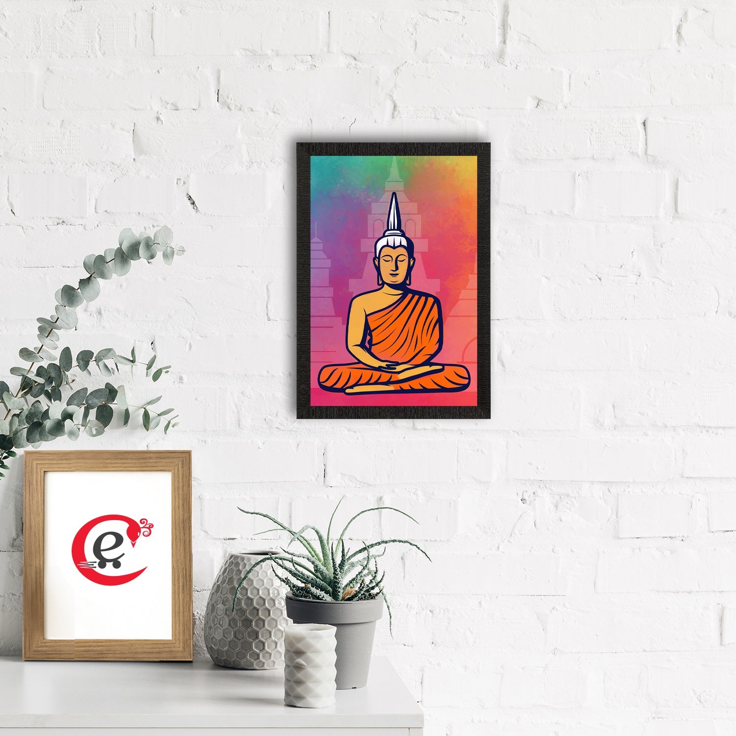 Meditating Lord Buddha Satin Matt Texture UV Art Painting Kafalo