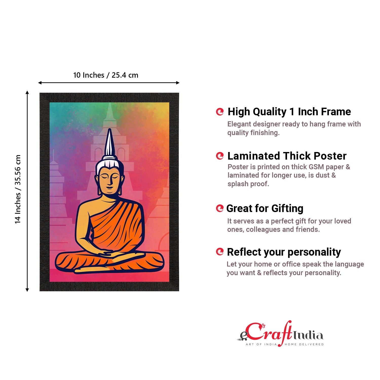Meditating Lord Buddha Satin Matt Texture UV Art Painting Kafalo
