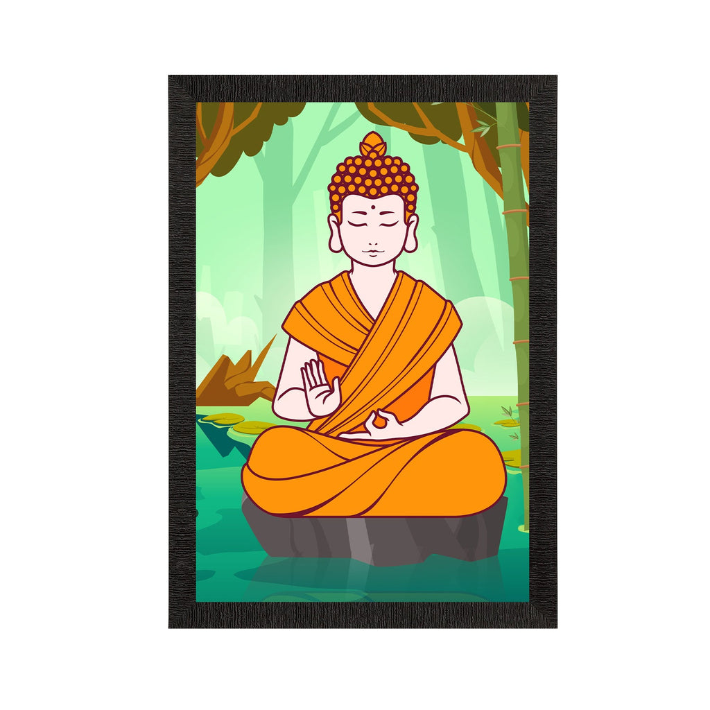 Meditating Lord Buddha Satin Matt Texture UV Art Painting Kafalo