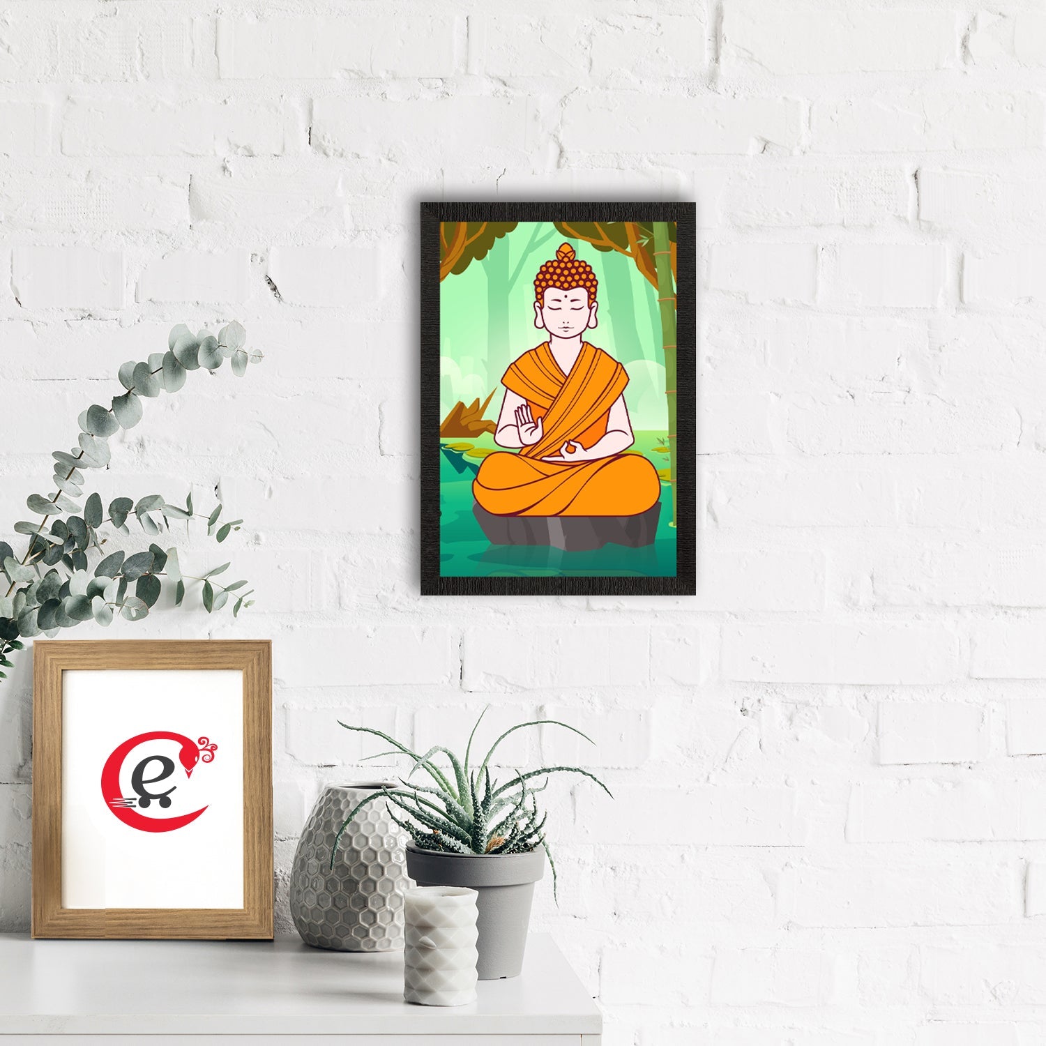 Meditating Lord Buddha Satin Matt Texture UV Art Painting Kafalo