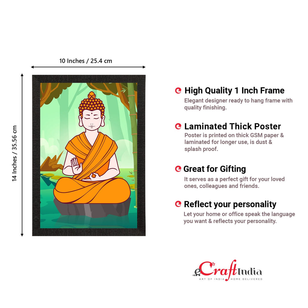 Meditating Lord Buddha Satin Matt Texture UV Art Painting Kafalo