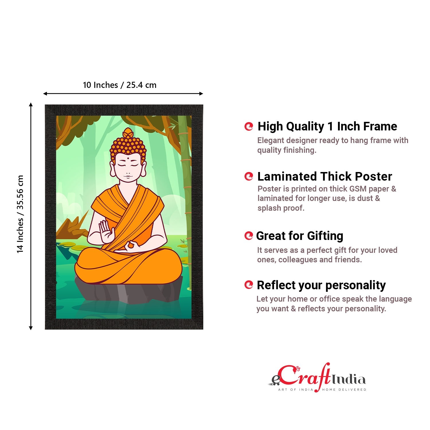 Meditating Lord Buddha Satin Matt Texture UV Art Painting Kafalo