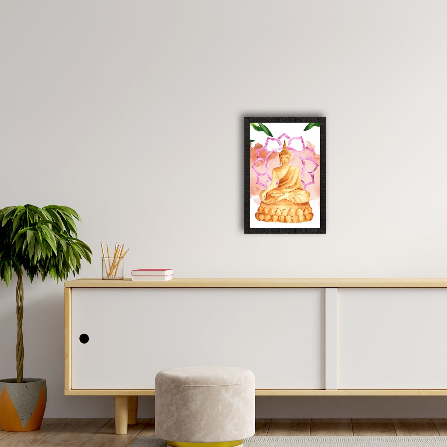 Meditating Lord Buddha Satin Matt Texture UV Art Painting Kafalo