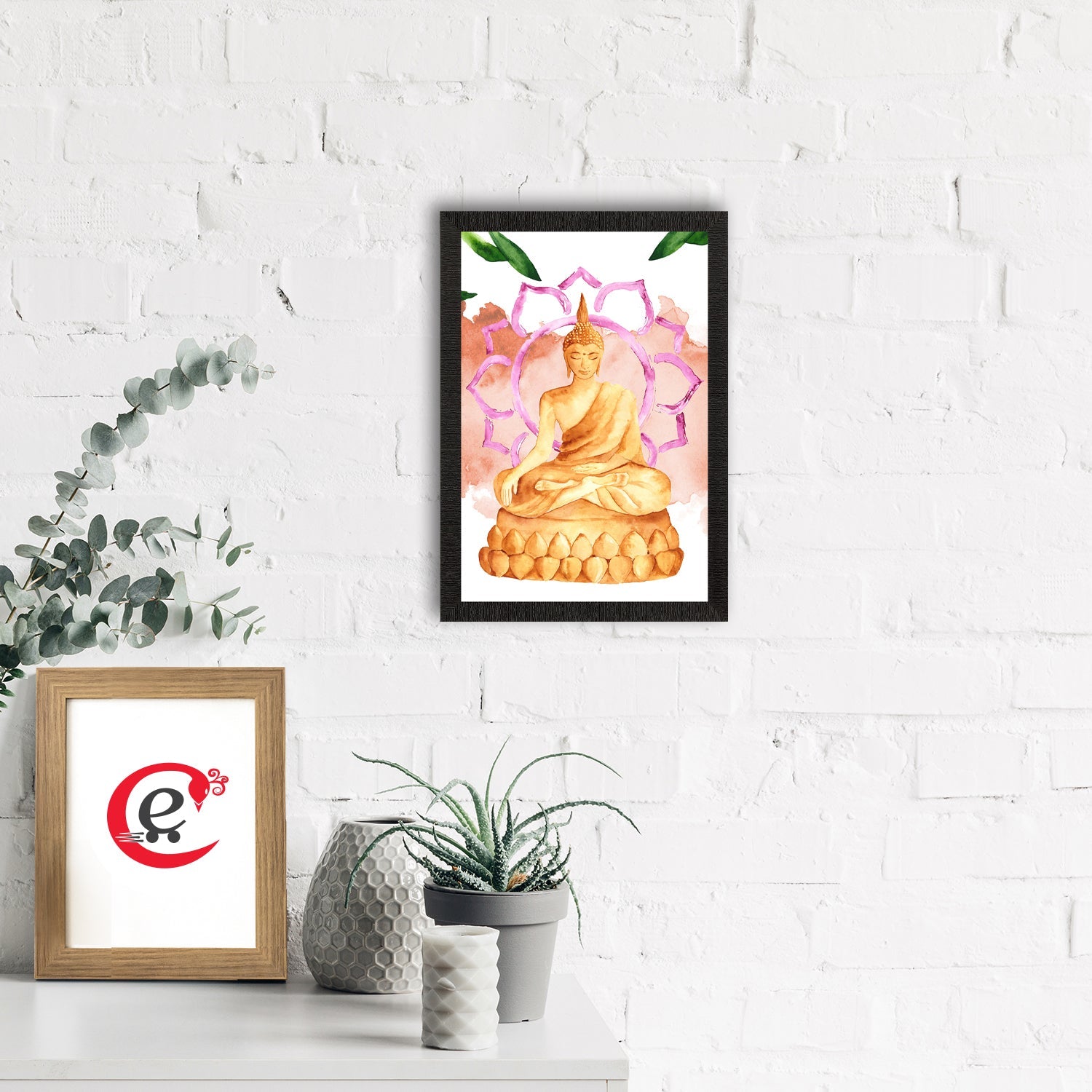 Meditating Lord Buddha Satin Matt Texture UV Art Painting Kafalo