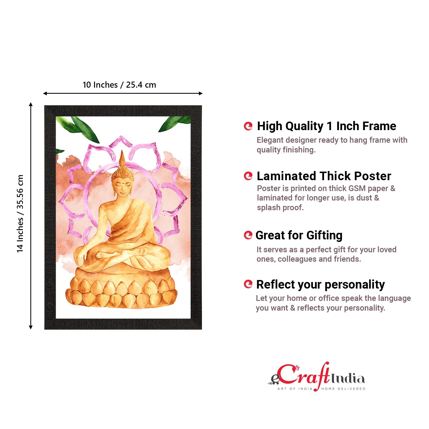 Meditating Lord Buddha Satin Matt Texture UV Art Painting Kafalo