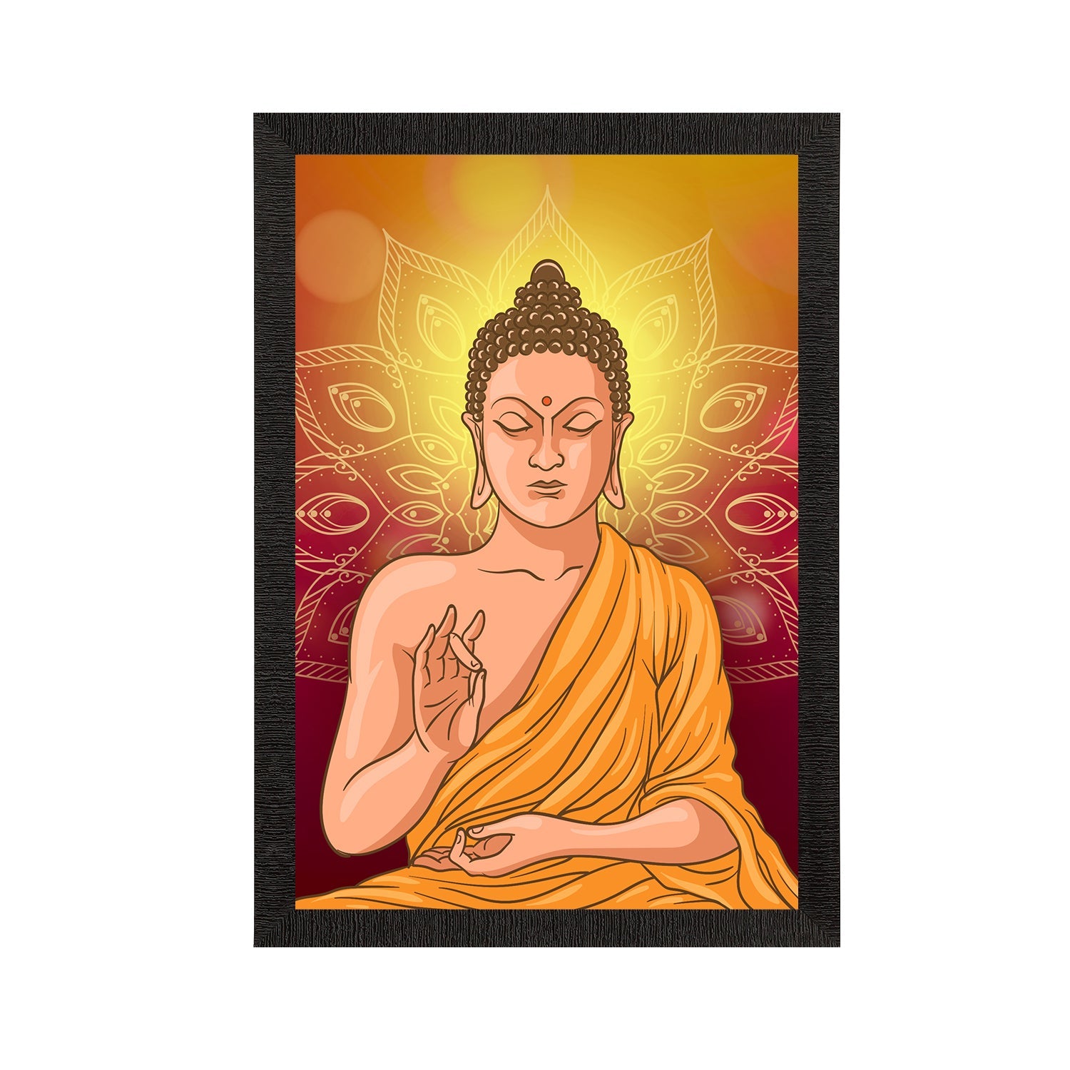 Meditating Lord Buddha Satin Matt Texture UV Art Painting Kafalo