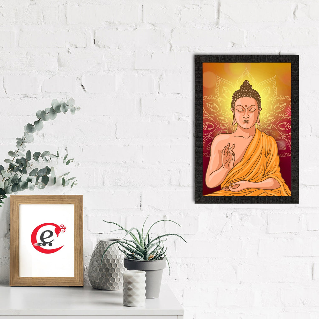 Meditating Lord Buddha Satin Matt Texture UV Art Painting Kafalo