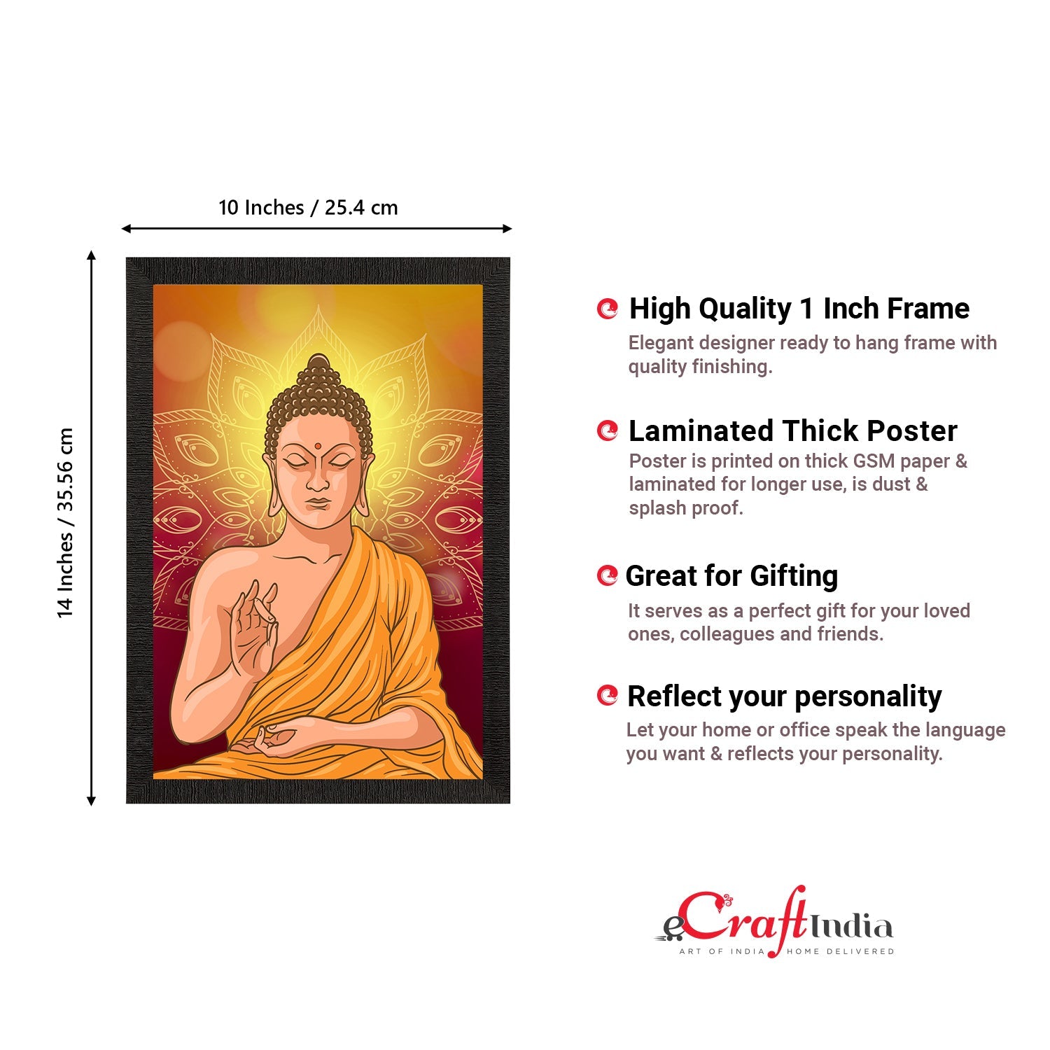Meditating Lord Buddha Satin Matt Texture UV Art Painting Kafalo