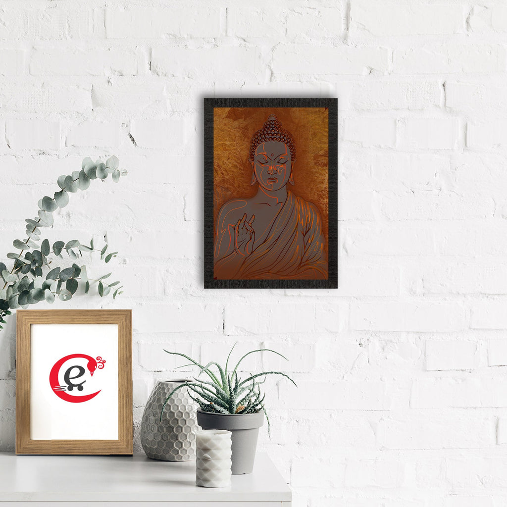 Meditating Lord Buddha Satin Matt Texture UV Art Painting Kafalo