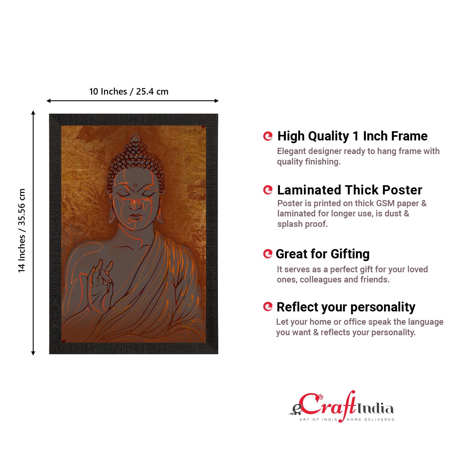 Meditating Lord Buddha Satin Matt Texture UV Art Painting Kafalo