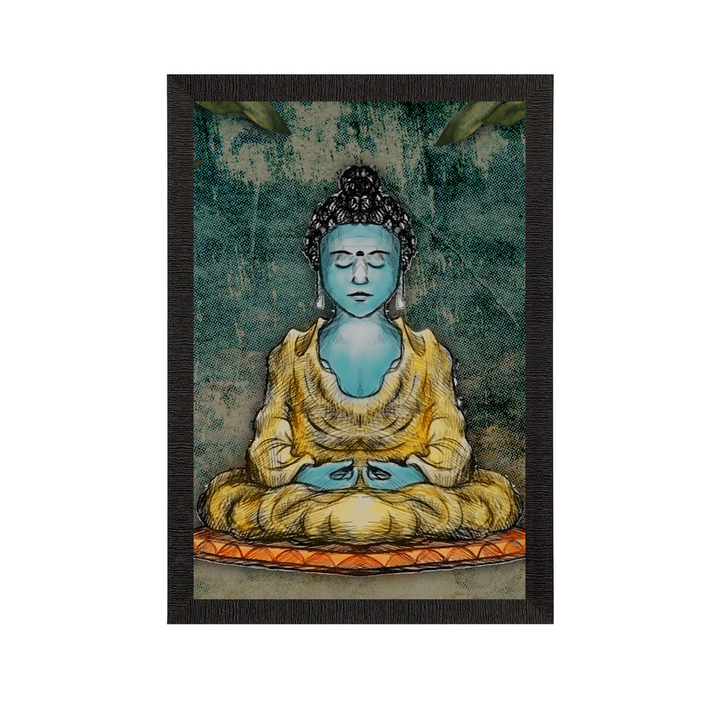 Meditating Lord Buddha Satin Matt Texture UV Art Painting Kafalo
