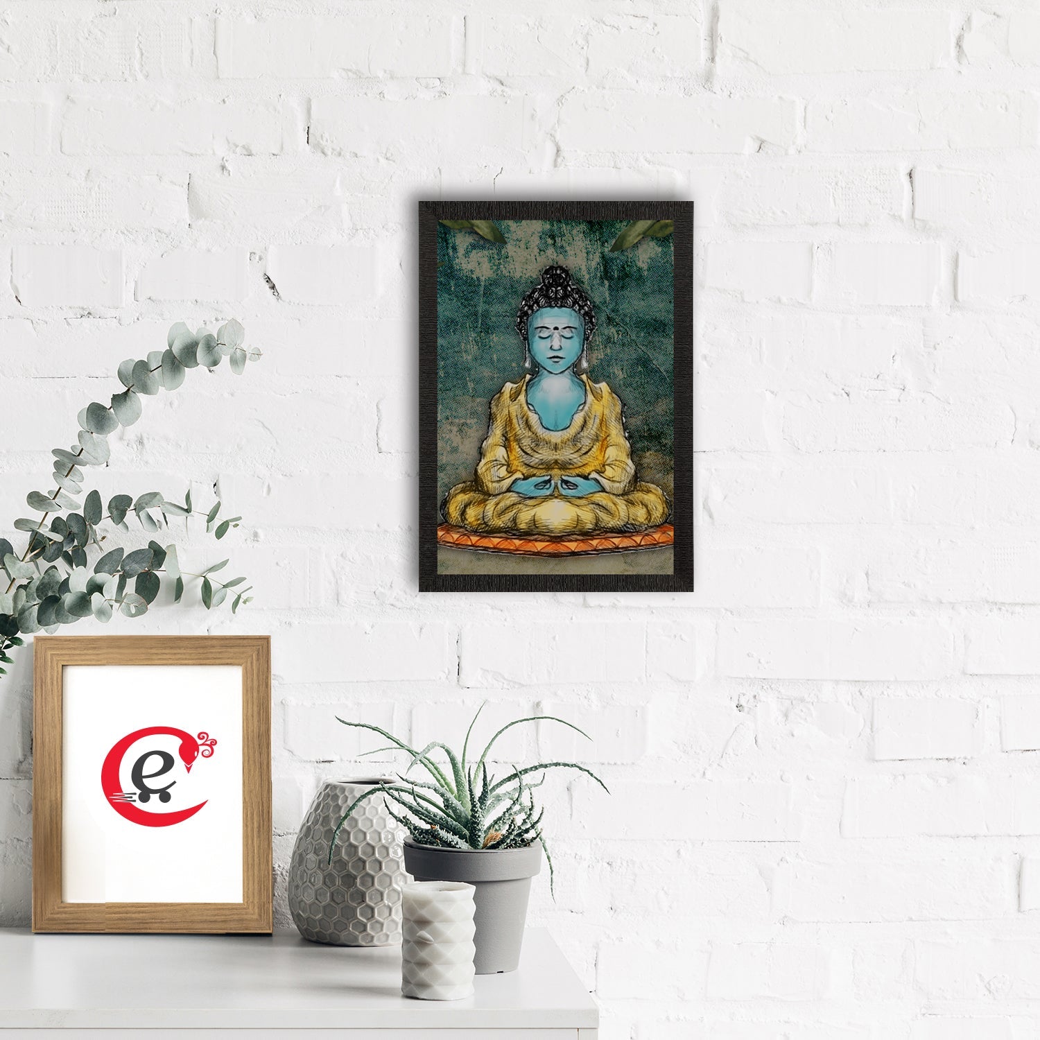 Meditating Lord Buddha Satin Matt Texture UV Art Painting Kafalo