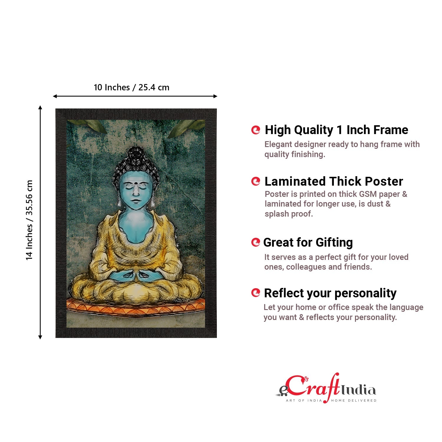 Meditating Lord Buddha Satin Matt Texture UV Art Painting Kafalo