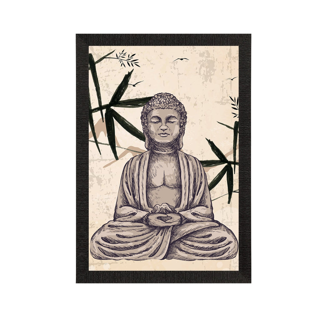 Meditating Lord Buddha Satin Matt Texture UV Art Painting Kafalo