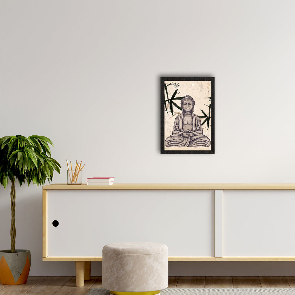 Meditating Lord Buddha Satin Matt Texture UV Art Painting Kafalo