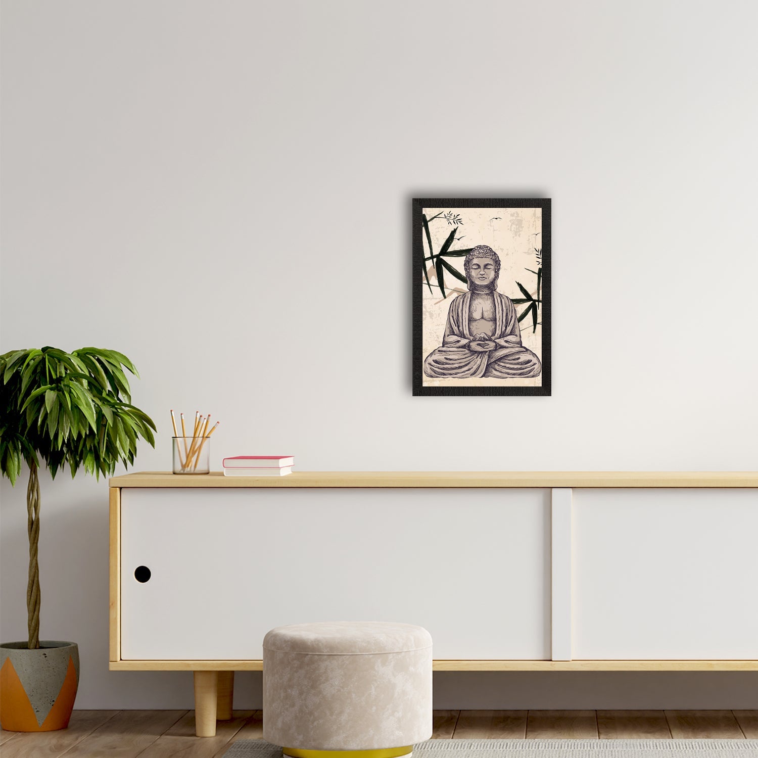 Meditating Lord Buddha Satin Matt Texture UV Art Painting Kafalo
