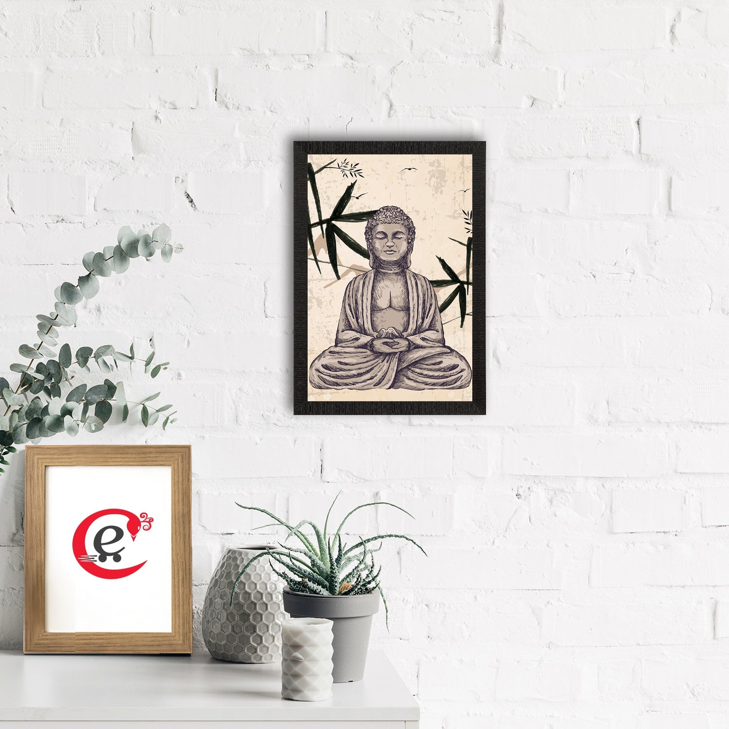 Meditating Lord Buddha Satin Matt Texture UV Art Painting Kafalo
