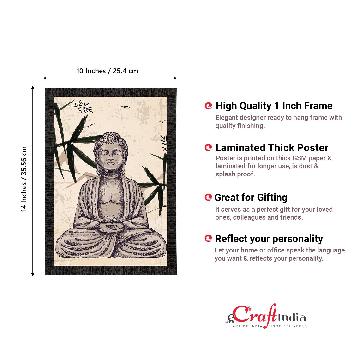 Meditating Lord Buddha Satin Matt Texture UV Art Painting Kafalo