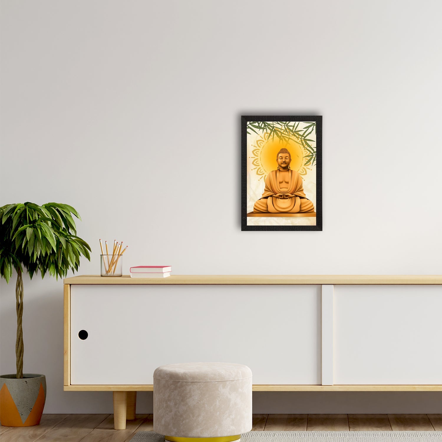 Meditating Lord Buddha Satin Matt Texture UV Art Painting Kafalo