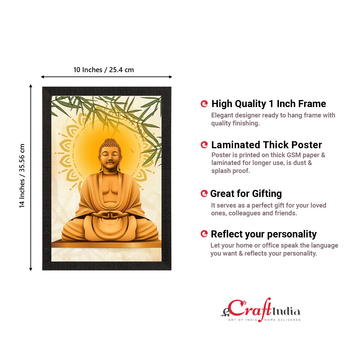 Meditating Lord Buddha Satin Matt Texture UV Art Painting Kafalo